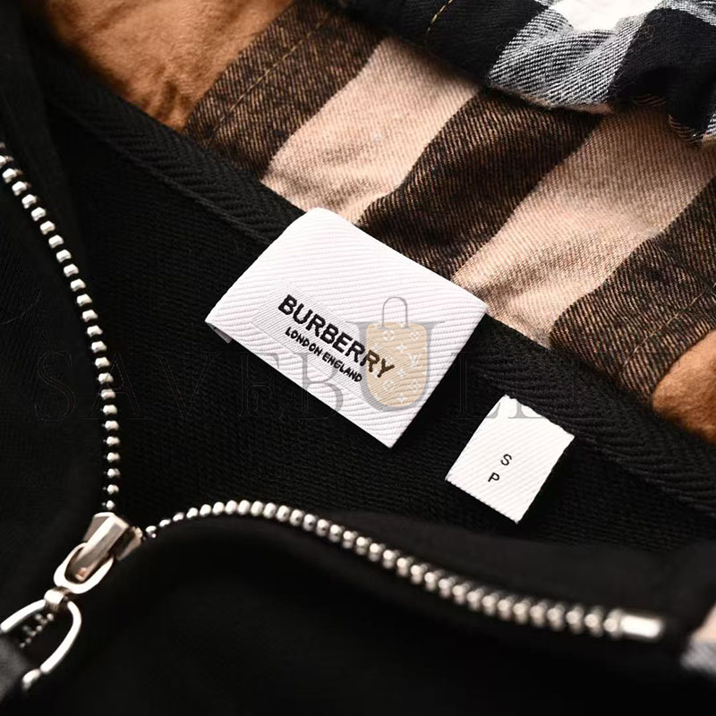 BURBERRY CHECK HOOD COTTON ZIP HOODIE 80558681